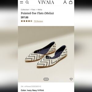 Vivaia Chevron Flats - Cream and Black